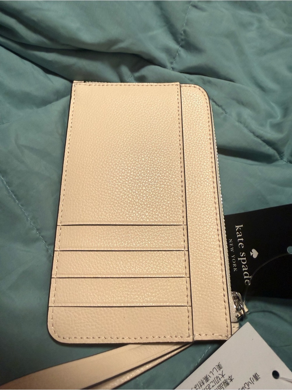 kate spade Cream Floral Appliqué Wristlet with Green and Tan Accents - Picture 5 of 9